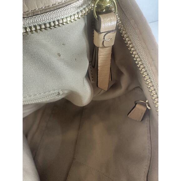 COACH Convertible Hobo Shoulder Bag Crossbody Tan Green Stripe Purse F29941 - Picture 6 of 16